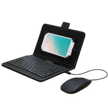 Portabil de Tip C cu Fir Gaming Keyboard Mouse-ul Combo-uri de Tip Set-C Keybord Gamer Kit cu Piele Cove pentru Telefoane Mobile