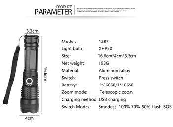 Puternic XHP90.2 LED-uri Lanterna USB Reîncărcabilă Tactice Lanterna cu Zoom Mână de Lumină lampă Camping de Urgență Lanterna Lanterna