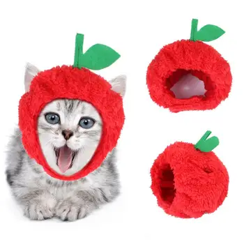 Pălărie Pentru Animale De Companie De Pluș Rochie De Până Apple Frizură Pisica Dress Up Pălărie De Rouă Urechi Pisica Pălării Halloween Pentru Animale De Companie Cosplay Costum Pentru Decor