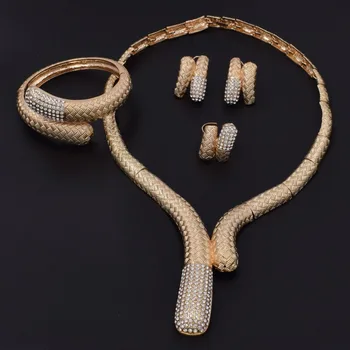 Rafinat Dubai Aur/Argint de Culoare Seturi de Bijuterii Nigerian Nunta femeie accesorii set de bijuterii Africane Margele Bijuterii Set