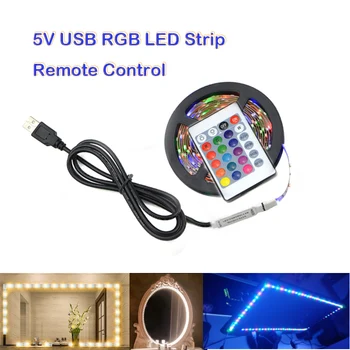 RGB 5V Benzi cu LED-uri de Iluminat 5m Luces Oglindă Lumini de 55 Inch TV de Fundal USB Diodă Pentru Camera LED-uri panglică Albă