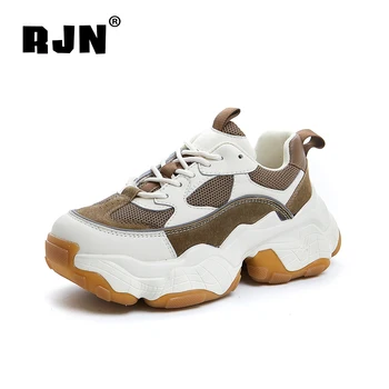 RJN 2021 Primăvară Nouă Femei Adidași Modă Și Confortabil Fund Gros Respirabil Ochiurilor Doamnelor Pantofi în aer liber Pantofi Casual RO593