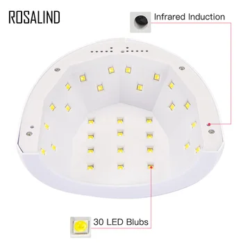 ROSALIND 6w/36w/60w UV Lampa LED Pentru Manichiura Unghii Uscător de Întărire Instrumente de Gel lac de Unghii de Culoare Albă Lampa Uscare Gel Instrument