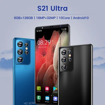 S21 Ultra Smartphone Android10 Global 5G LTE Dual SIM Push-butonul de Telefon MT6889 5000mAh 16MP+32MP Fata debloca Telefonul Mobil