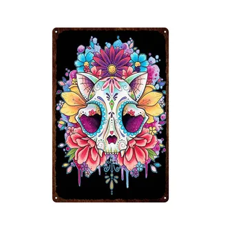 Scheletul Craniului Tin Semne Mexican Zi de Festival a Murit Placa de Arta de Perete Metal Pictura Party Magazin Acasă Saloanele de Tatuaj Placa