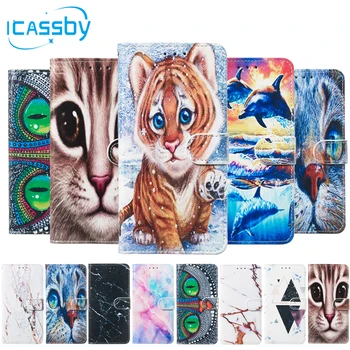 SFor Coque Samsung Galaxy S10 Caz Pisica Drăguț Marmură Delfin Piele Flip Wallet Cazuri de Telefon Pentru Etui Samsung S10 Acoperi Capinha