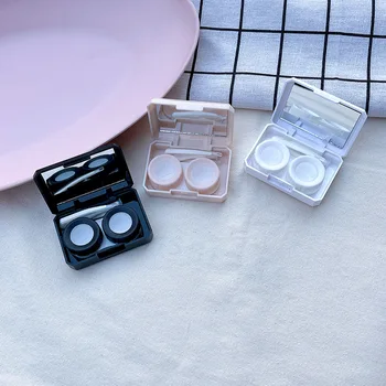 Solid de Culoare Drăguț Mini Lentile de Contact Cazul Recipient pentru Ochi de Îngrijire Obiectiv Kit Pensete Cutie de Depozitare Caz Bărbați Femei Cazuri Lentile de Contact