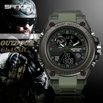 Sport Bărbați Ceas Brand de Top de Lux Militare Cuarț Ceasuri Electronice Electronice Impermeabil Ceasuri relogio masculino SANDA