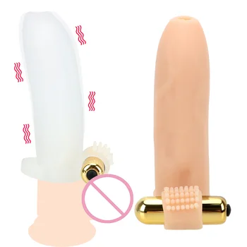 Stimulator Clitoris Jucarii Sexuale pentru Barbati Glont Vibrator Penis Sleeve Masculin Penisului Extinderea Marire TPE