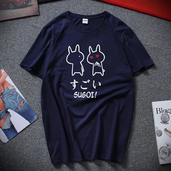 Sugoi Iepure T-shirt Anime Drăguț Din Japonia Design Amuzant tricouri Top Moda Stil Harajuku Bumbac cu maneci Scurte Tee camasa pentru barbati