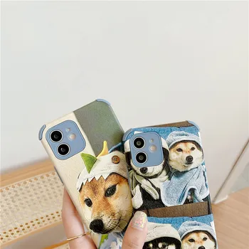 Telefon Caz pentru iPhone 12 11 Pro Max X XR XS 7 8p Shiba Drăguț Cățeluș Câine Pic Anti-Căderea de Telefon Capacul din Spate BFF Iubitor Cuplu