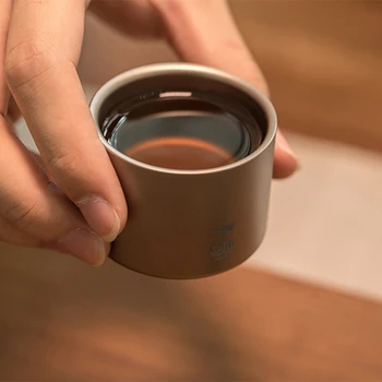 Titan pur ceașcă de ceai, în stil Japonez degustare cana cu perete Dublu Cana, Titan Kungfu Set de Ceai Bacteriostatic Drinkware