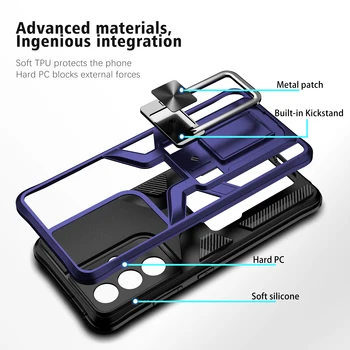 TPU+PC Metal Kickstand Caz rezistent la Socuri Pentru Samsung Galaxy S21 Ultra S20 Plus Note20 A72 A52 A32 Inel Magnetic Holder Telefon Acoperi