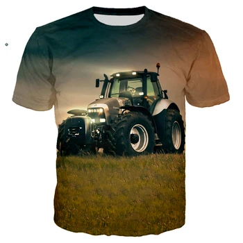 Tractor pentru Bărbați T-shirt pentru Bărbați Topuri de Vara Casual Distractiv 3DT Tricou Barbati Streetwear