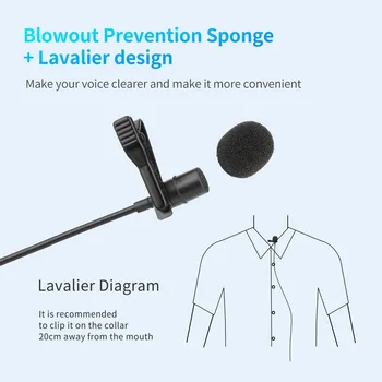 TRAGE Mini Microfon Lavaliera cu Condensator Clip-on Rever Microfon Microfon cu Fir Audio Înregistrare Video pentru Telefon Mobil Laptop