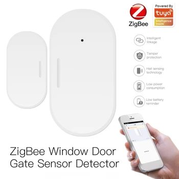 Tuya ZigBee Inteligent Fereastră Ușă Poarta Senzor Detector Home Securitate Alarmă Sistem De Control Vocal Lucra Cu Alexa Google Asistent