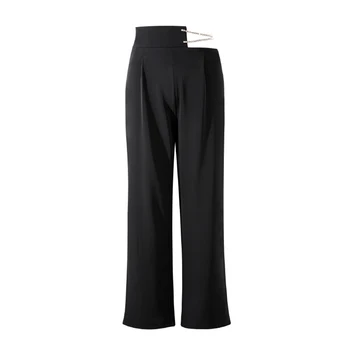 TWOTWINSTYLE Casual Pantaloni Pentru Femei Talie Mare Gol Afară Solid Full Lungime Pantaloni Drepte Femei Îmbrăcăminte de Vară 2021 Stil Nou