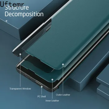 Uftemr din Piele Smart View Fereastra Telefonul Clapa Caz Acoperire pentru Samsung Galaxy A52 5G 2021 SM-A526B Suport Magnetic Carte Coque