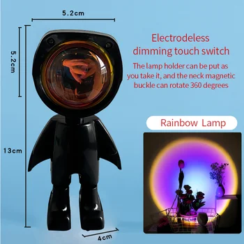 USB 360°apus de soare Proiector Lampa Robot Proiector Led Lumini de Noapte Curcubeu Apus de soare Roșu Selfie Lumina Dormitor Atmosfera Lampă de Masă