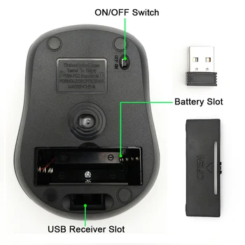 USB Mouse-ul fără Fir 2000DPI Reglabil Receptor Optic de Calculator 2.4 GHz Șoareci Ergonomice Pentru Laptop PC Mouse-ul
