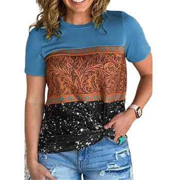 Vara Femei Vintage Imprimate Cu Maneci Scurte O Gât T Cămașă Casual De Top Plus Dimensiunea Femei De Stradă Tee De Bună Calitate, Moale T-Shirt, Blaturi