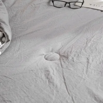 Vara Gri Aer condiționat Pilote plapuma cu mic Pompoane albe lenjerie de pat de Spălat bumbac arunca pături lenjerie de pat Solid #s