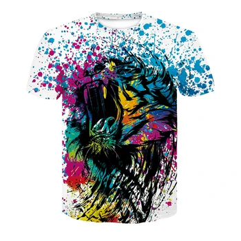 Vară nouă bărbați abstract animale tie-dye t-shirt graffiti creator t-shirt de imprimare 3d O-gât casual street hip-hop-ul men ' s t-shir