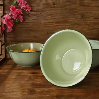 Vas emailat Bucătărie Îngroșat Nostalgic Verde Salata de Paste Supa de Bazin pentru Cină Acasă Restaurant Container pentru Alimente cu Taitei de Orez