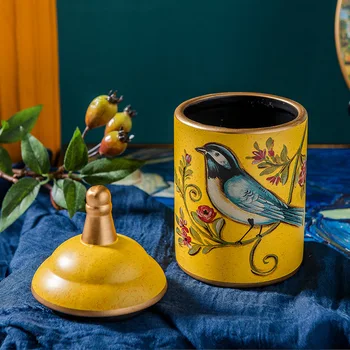 Vintage Ceramice Recipient De Bucatarie Borcane De Depozitare Sticle Retro Ceai, Bomboane Staniu Zahăr Pot Organizator Pictat De Stocare Borcan De Conserve De Decor