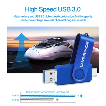 WANSENDA 3 in 1 USB OTG Flash Drive 512G Memory Stick 256G USB 3.0 Pen Drive de Tip C/Micro USB Android 128G 64G 32G Cle USB