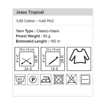 Yarnart Jeans Tropicale Fire 5x50gr-160m %Bumbac 55 %45 PolyAcr Cardigan șal bluza textile acasă Amigurumi Croșetat de Tricotat