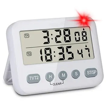 YS-218 Practice Prompte de Voce Digital Dual Timer Cronometru de Bucătărie Dezactiva Vibrații Lumină Intermitentă Ceas Memento