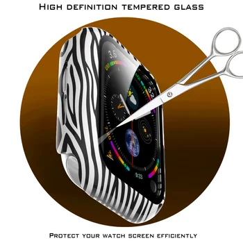 Zebra Coajă și Curea pentru Apple Watch Serie SE 6 5 4 40 44mm Acoperire Completă Temperat Cazuri de Protecție pentru IWatch 3 2 1 38mm 42 Trupa