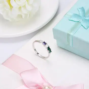 ZEMIOR Inele Pentru Femei Argint 925 Colorate Austria Cristal Reglabil Deschide Nunta Inel de Logodna Bijuterii Fine