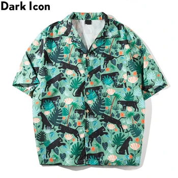 Întuneric Pictograma Material Subțire Hawaiian Tricou Bărbați Vară Streetwear Camasi pentru Barbati Tricou Polo